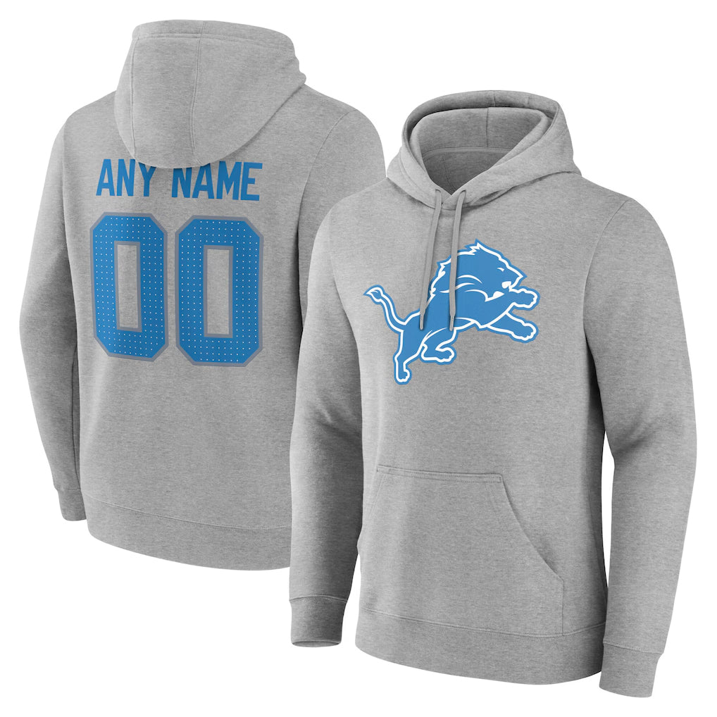 Custom D.Lions Gray Pullover Hoodies Limited Any Name & Numbers Ndoa Stitched Jerseys