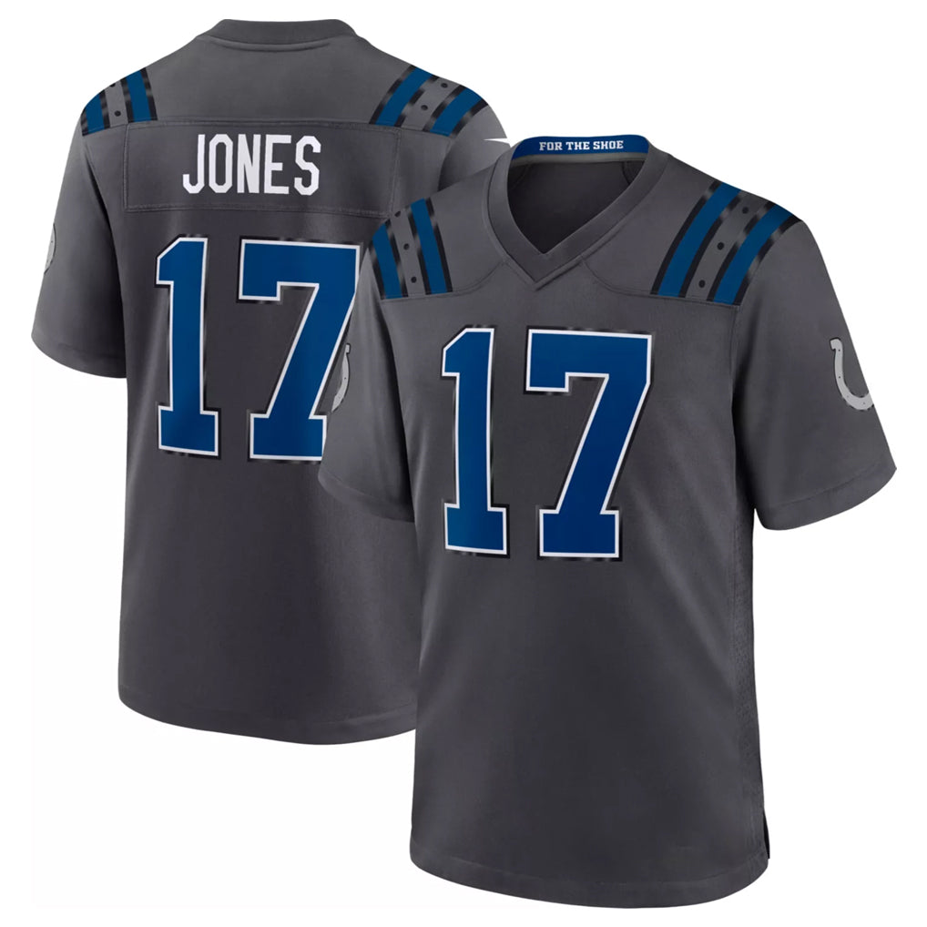 IN.Colts #17 Daniel Jones Player Anthracite 2026 Rivalries Collection Home Game Ndoa Stitched Jerseys