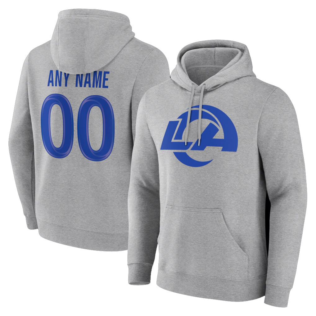 Custom LA.Rams Light Gray Pullover Hoodie Limited Game Any Name & Numbers Ndoa Stitched Jerseys