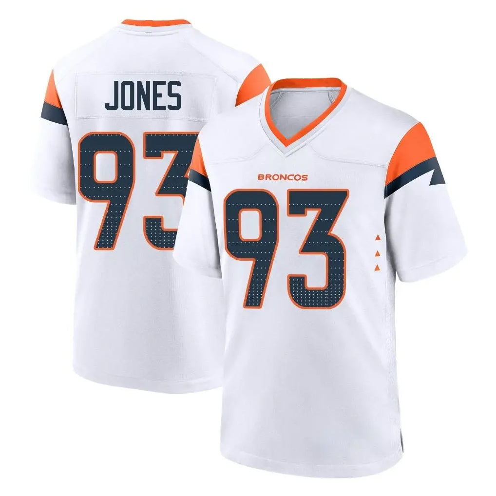 D.Broncos #93 D.J. Jones Player White Home Game Ndoa Stitched Jerseys