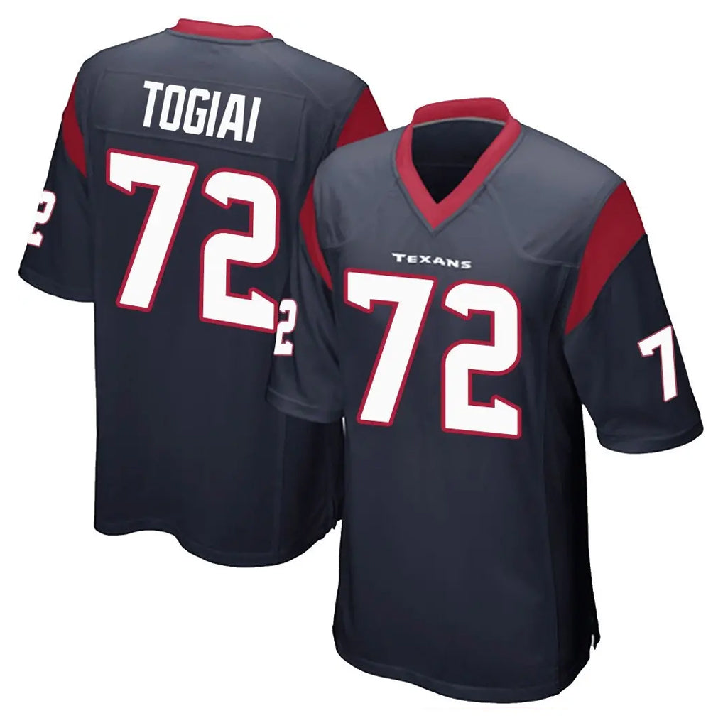 H.Texans #72 Tommy Togiai Player Navy Home Game Ndoa Stitched Jerseys