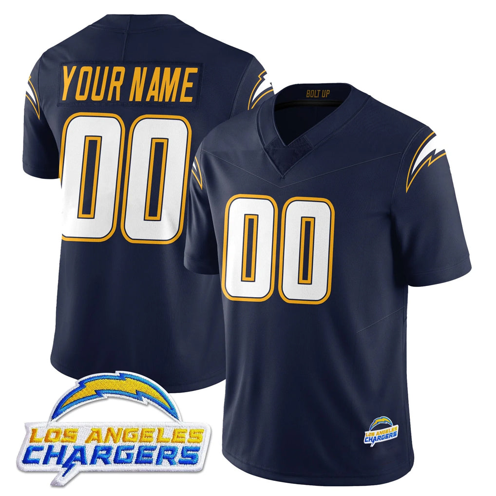 Custom LA.Chargers Navy Elite Limited Home Game Any Name & Numbers Ndoa Stitched Jerseys