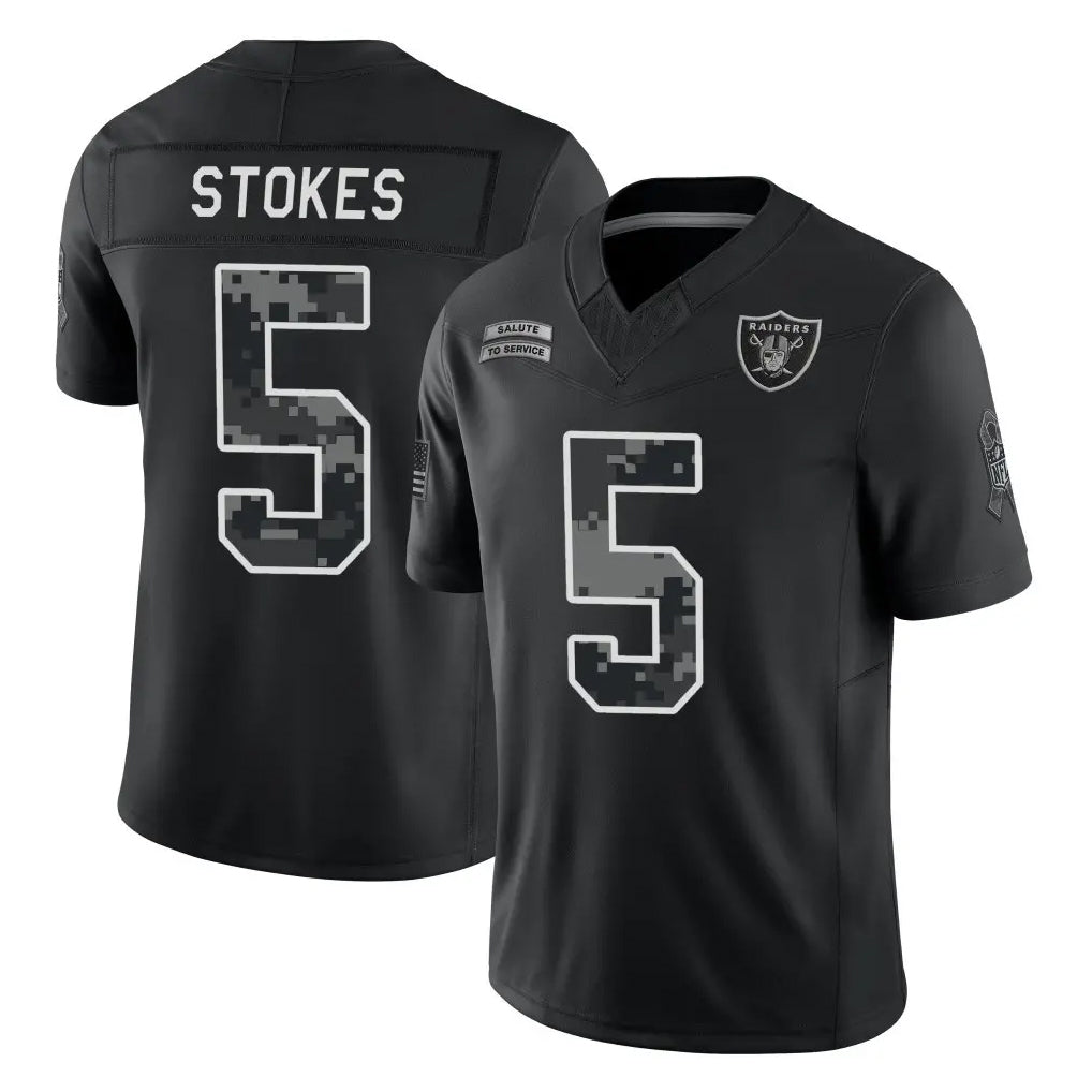 LV.Raiders #5 Eric Stokes Player Black Limited 2026 Salute to Service Home Game Stitched Jerseys