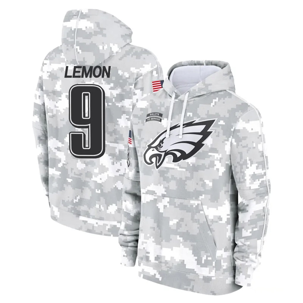 P.Eagles #9 Makai Lemon Player Arctic Camo Salute to Service Pullover Hoodies Limited Game Ndoa Stitched Jerseys