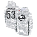 LA.Rams #53 Nate Landman Player Arctic Camo Salute to Service Hoodies Limited Game Ndoa Stitched Jerseys