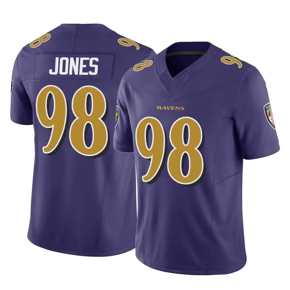B.Ravens #98 Travis Jones Player Purple Vapor F.U.S.E. Limited Ndoa Stitched Jerseys