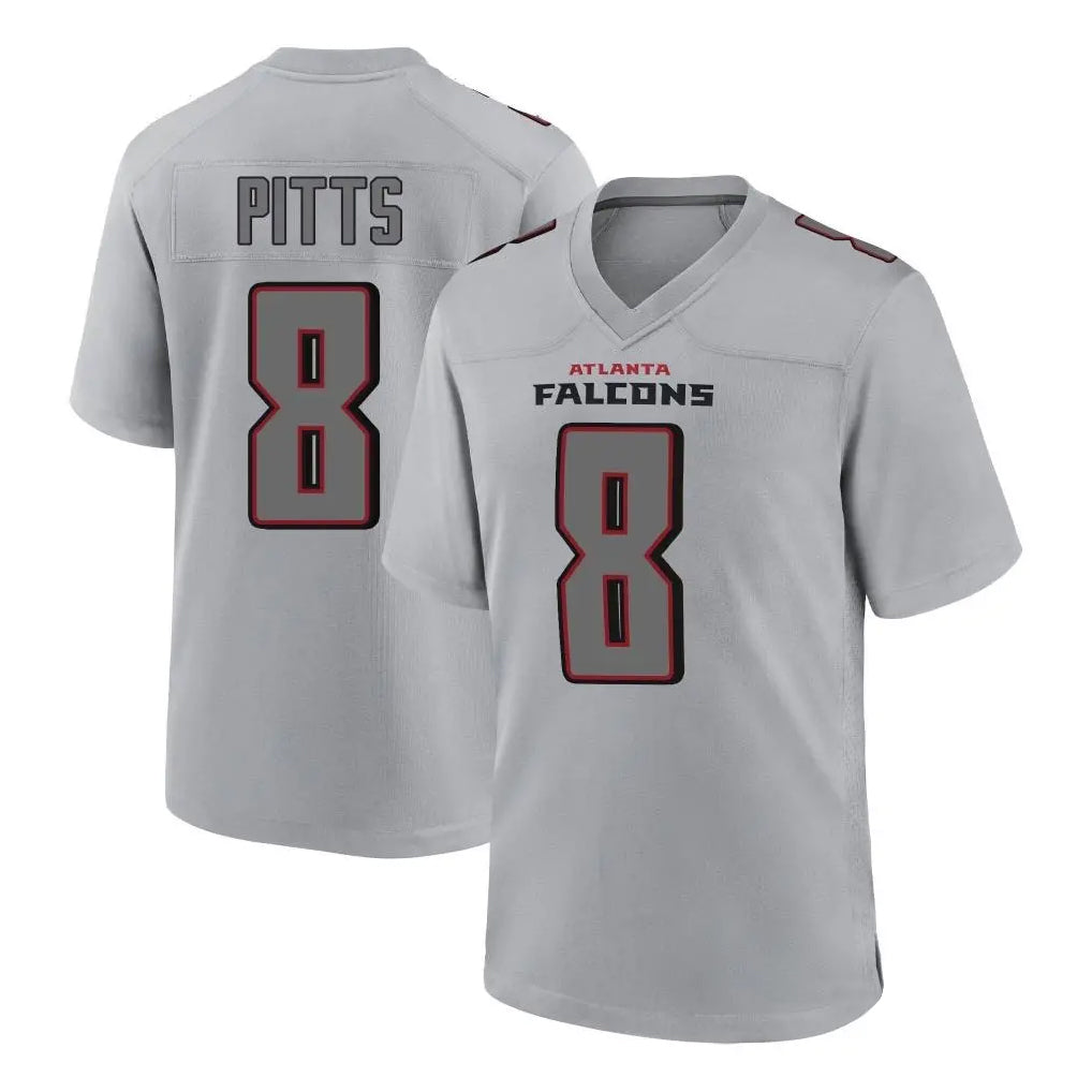 A.Falcons #8 Kyle Pitts Sr. Player Gray Fashion Home Game Ndoa Stitched Jerseys