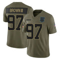 C.Panthers #97 Bobby Brown III Player Olive 2025 Salute to Service Limited Game Ndoa Stitched Jerseys