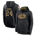 SF.49ers #24 Ashtyn Davis Player Black Salute to Service Pullover Hoodies Home Game Ndoa Stitched Jerseys