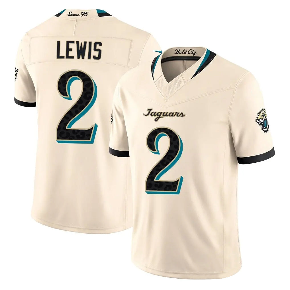 J.Jaguars #2 Jourdan Lewis Player Natural Limited 2026 Rivalries Collection Game Ndoa Stitched Jerseys
