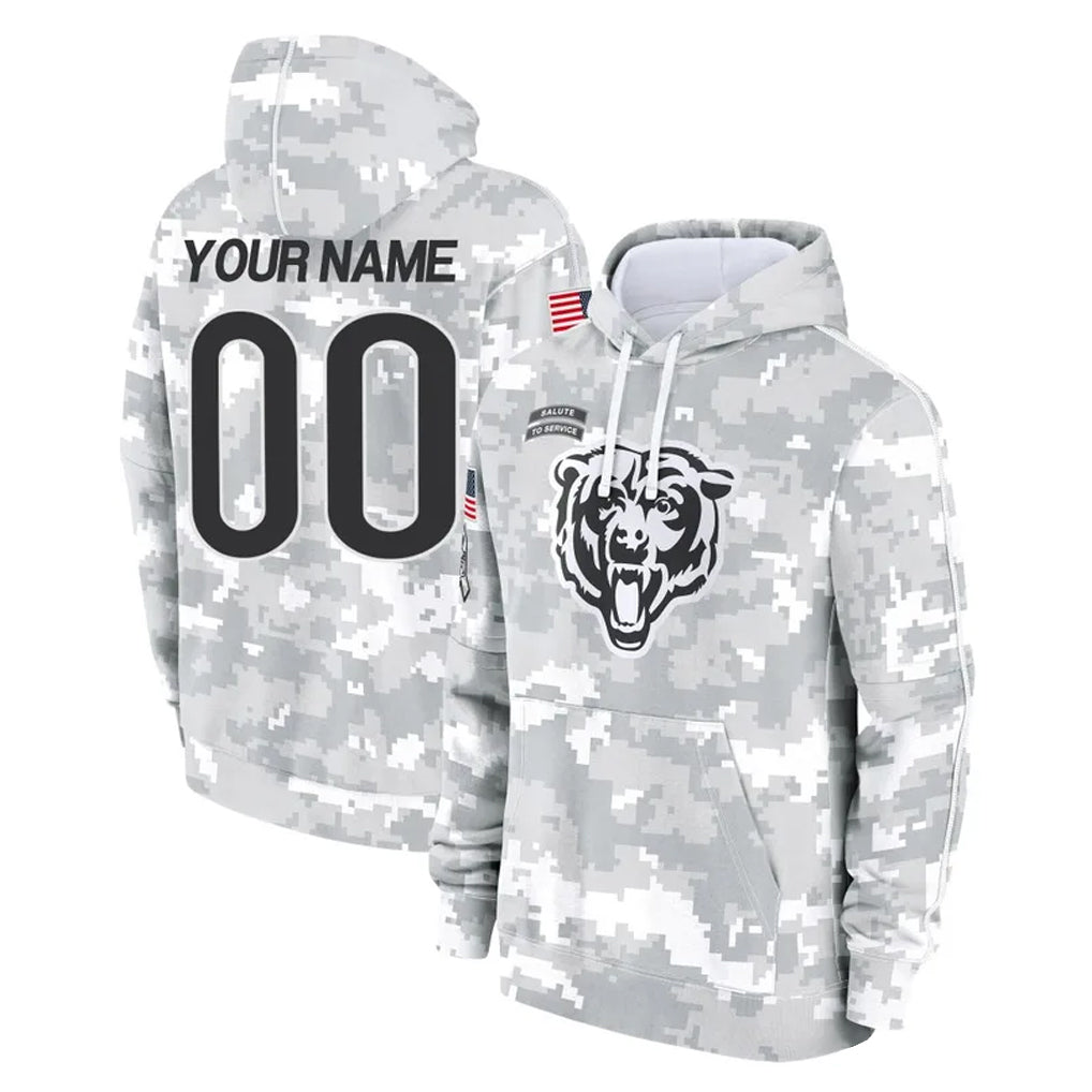 Custom C.Bears Arctic Camo Salute to Service Pullover Hoodies Limited Any Name & Numbers Ndoa Stitched Jerseys