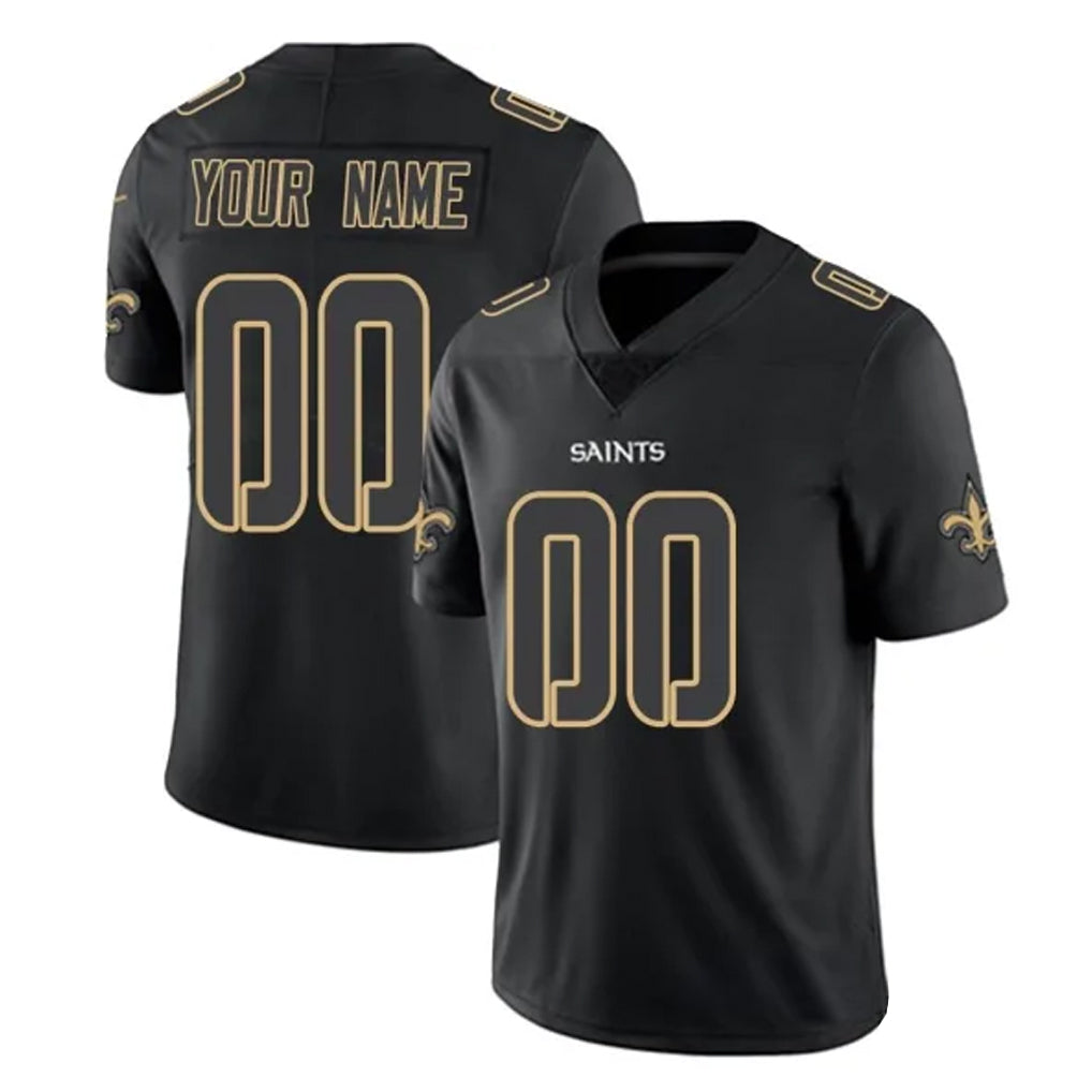 Custom NO.Saints Black Impact Limited Home Game Any Name & Numbers Ndoa Stitched Jerseys