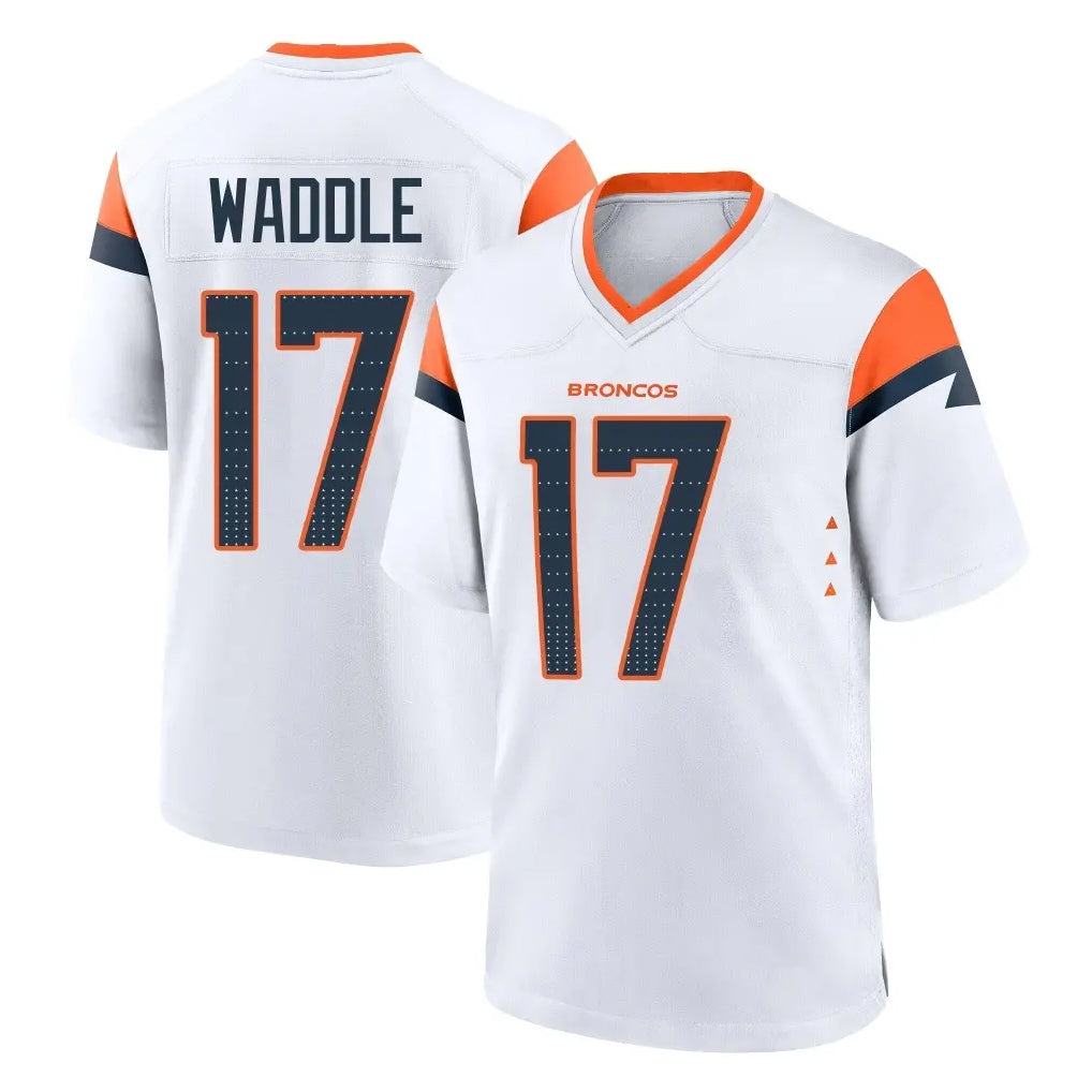D.Broncos #17 Jaylen Waddle Player White Home Game Ndoa Stitched Jerseys
