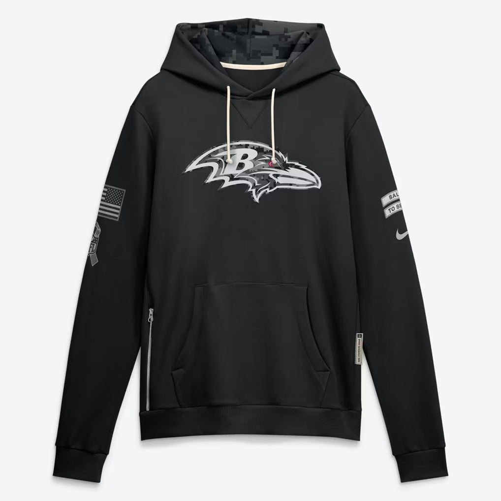 B.Ravens 2026 Black Logo Pullover Hoodies Limited Game Ndoa Stitched Jerseys
