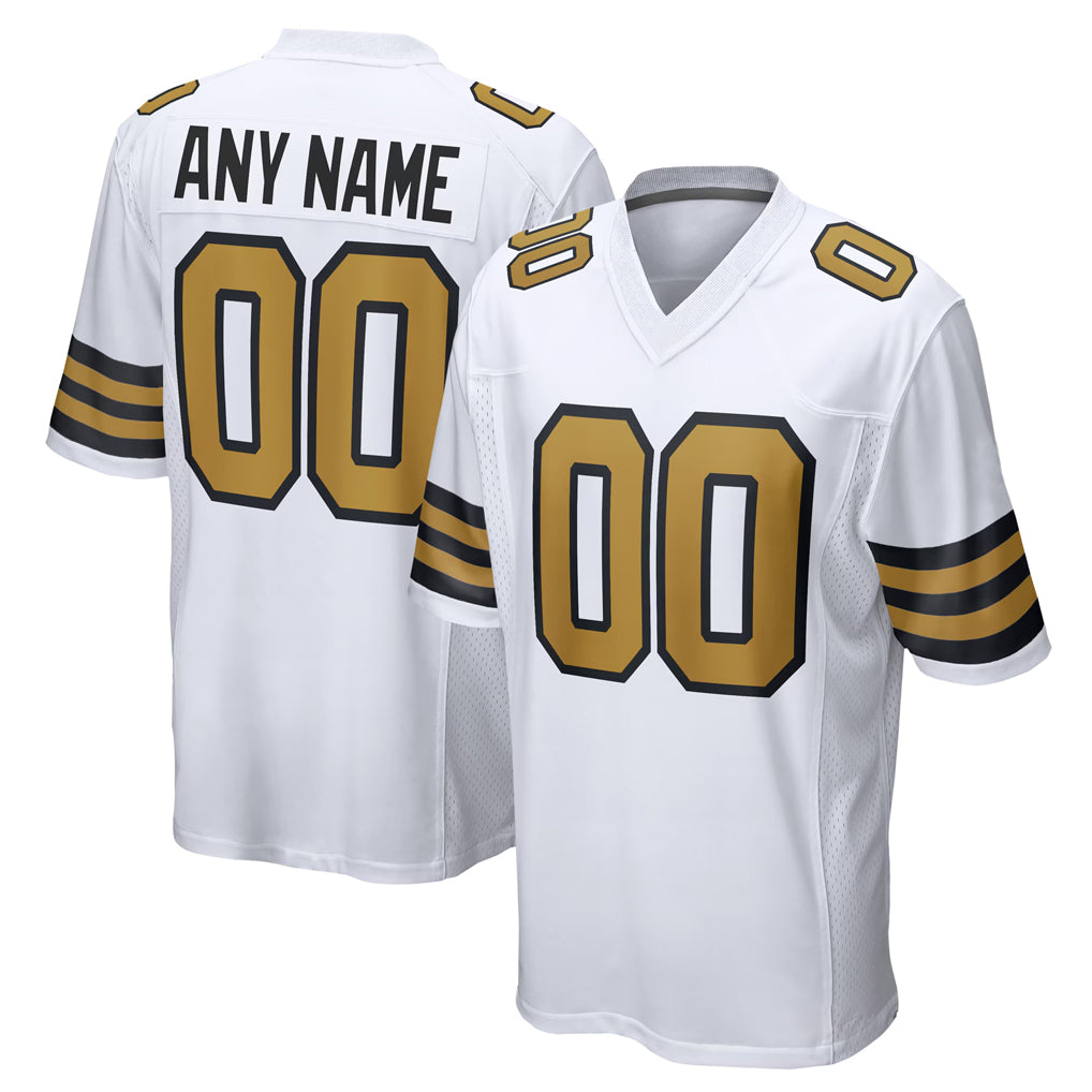 Custom NO.Saints White Alternate Home Game Any Name & Numbers Ndoa Stitched Jerseys