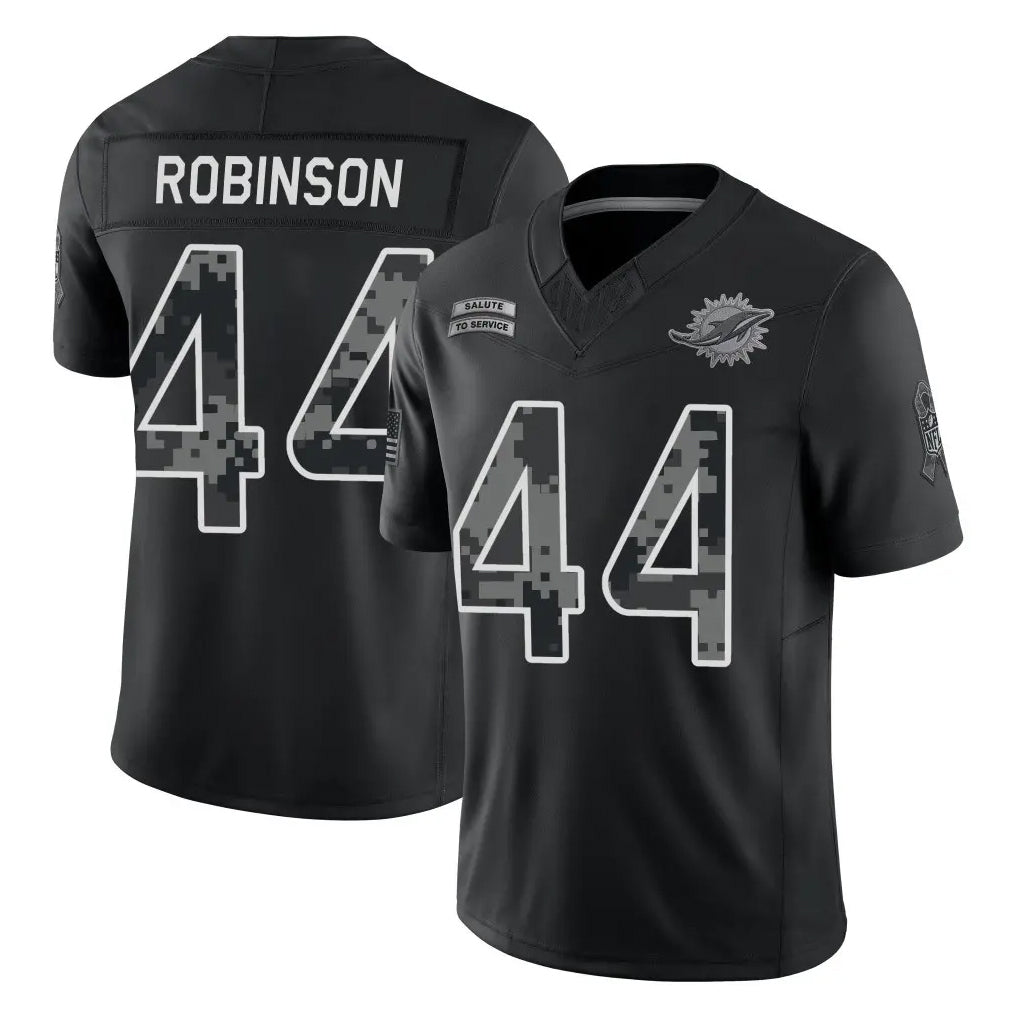 M.Dolphins #44 Chop Robinson Player Black Limited 2026 Salute to Service Home Game Ndoa Stitched Jerseys