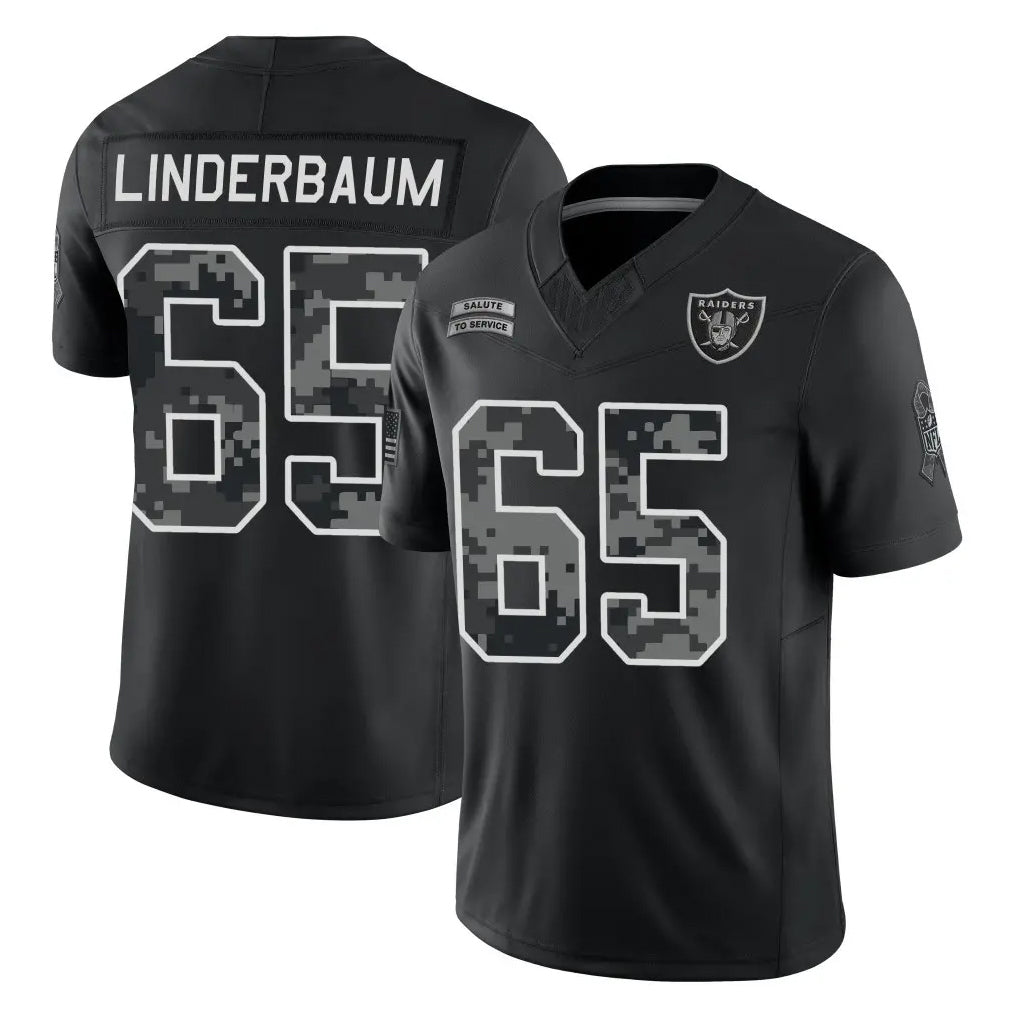 LV.Raiders #65 Tyler Linderbaum Player Black Limited 2026 Salute to Service Home Game Stitched Jerseys
