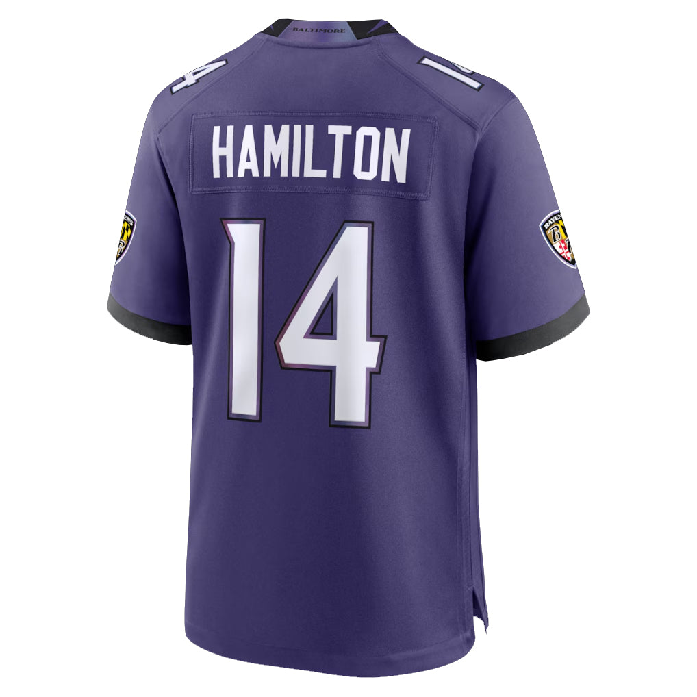 B.Ravens #14 Kyle Hamilton Player Purple Home Game Ndoa Stitched Jerseys