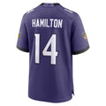 B.Ravens #14 Kyle Hamilton Player Purple Home Game Ndoa Stitched Jerseys