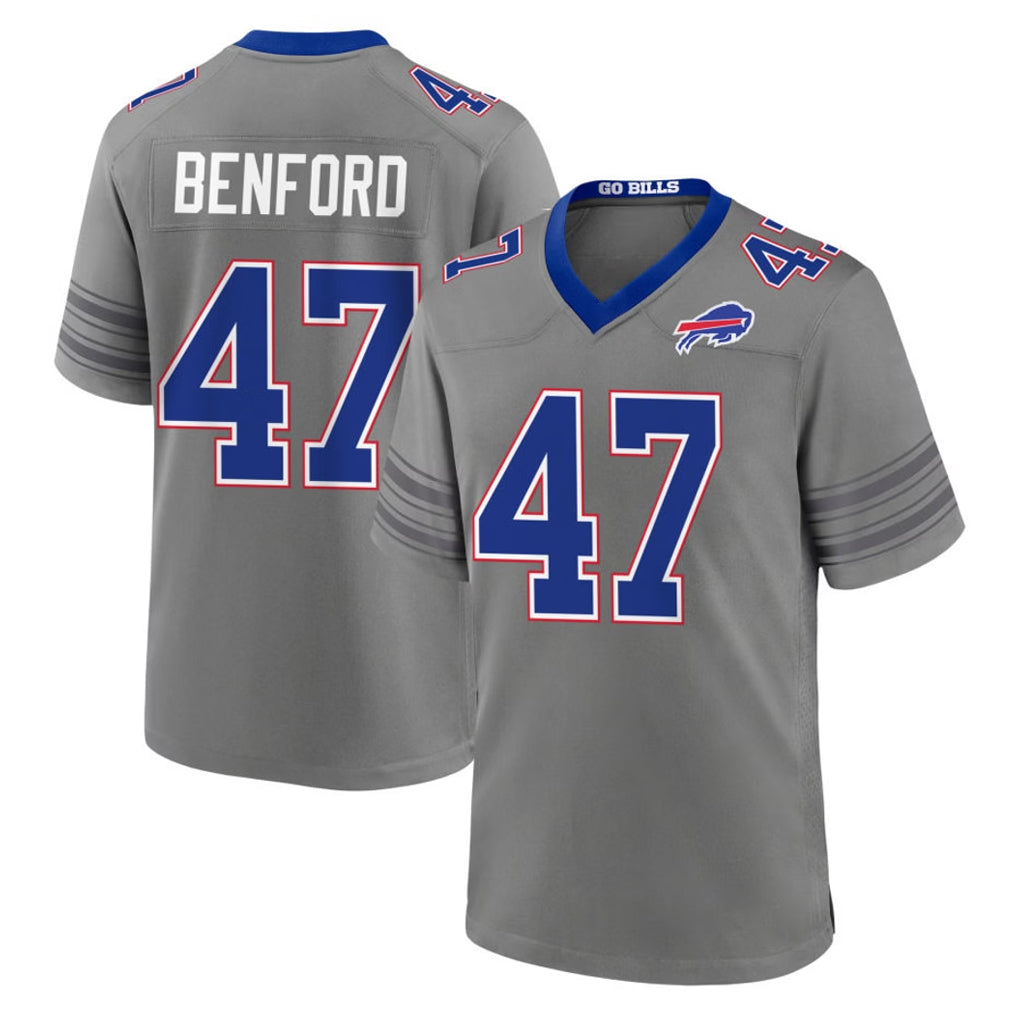 B.Bills #47 Christian Benford Player Gray Nickel City Home Game Stitched Jerseys