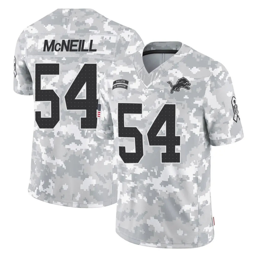 D.Lions #54 Alim McNeill Player Arctic Camo Salute To Service Limited Ndoa Stitched Jerseys