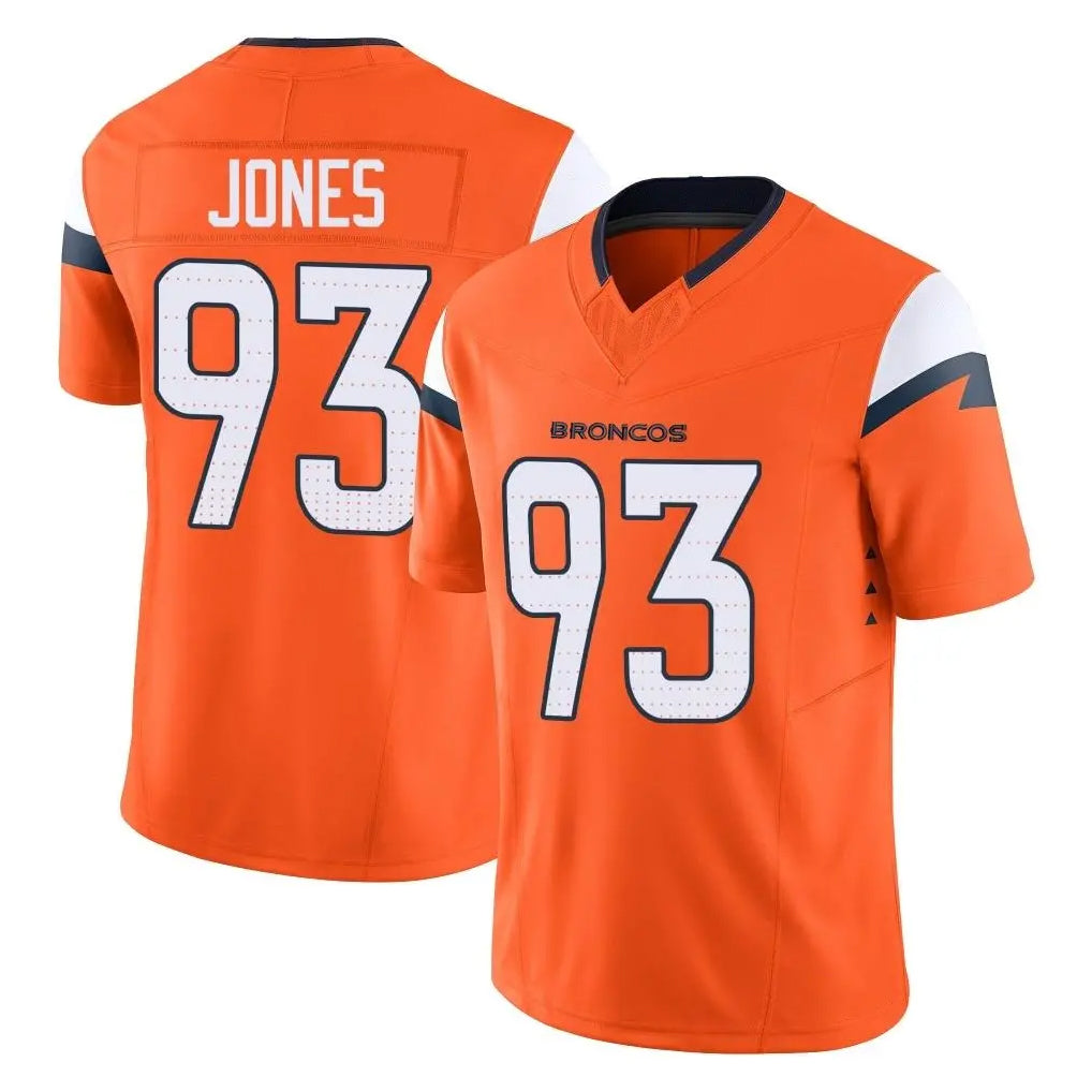 D.Broncos #93 D.J. Jones Player Orange Vapor F.U.S.E. Limited Home Game Ndoa Stitched Jerseys