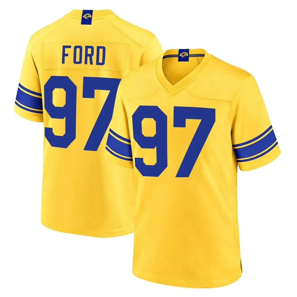 LA.Rams #97 Poona Ford Player Gold Classic Sol Home Game Ndoa Stitched Jerseys