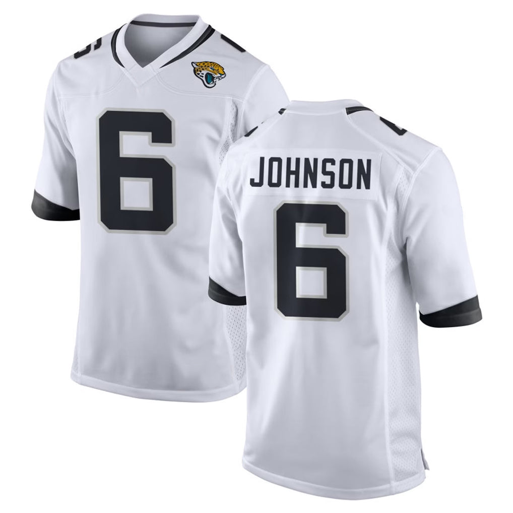 J.Jaguars #6 Antonio Johnson Player White Home Game Ndoa Stitched Jerseys
