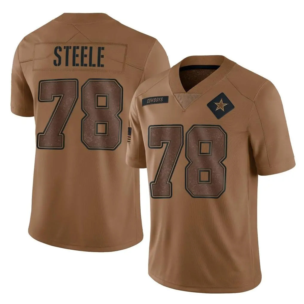 D.Cowboys #78 Terence Steele Player Brown Salute to Service Limited Home Game Ndoa Stitched Jerseys