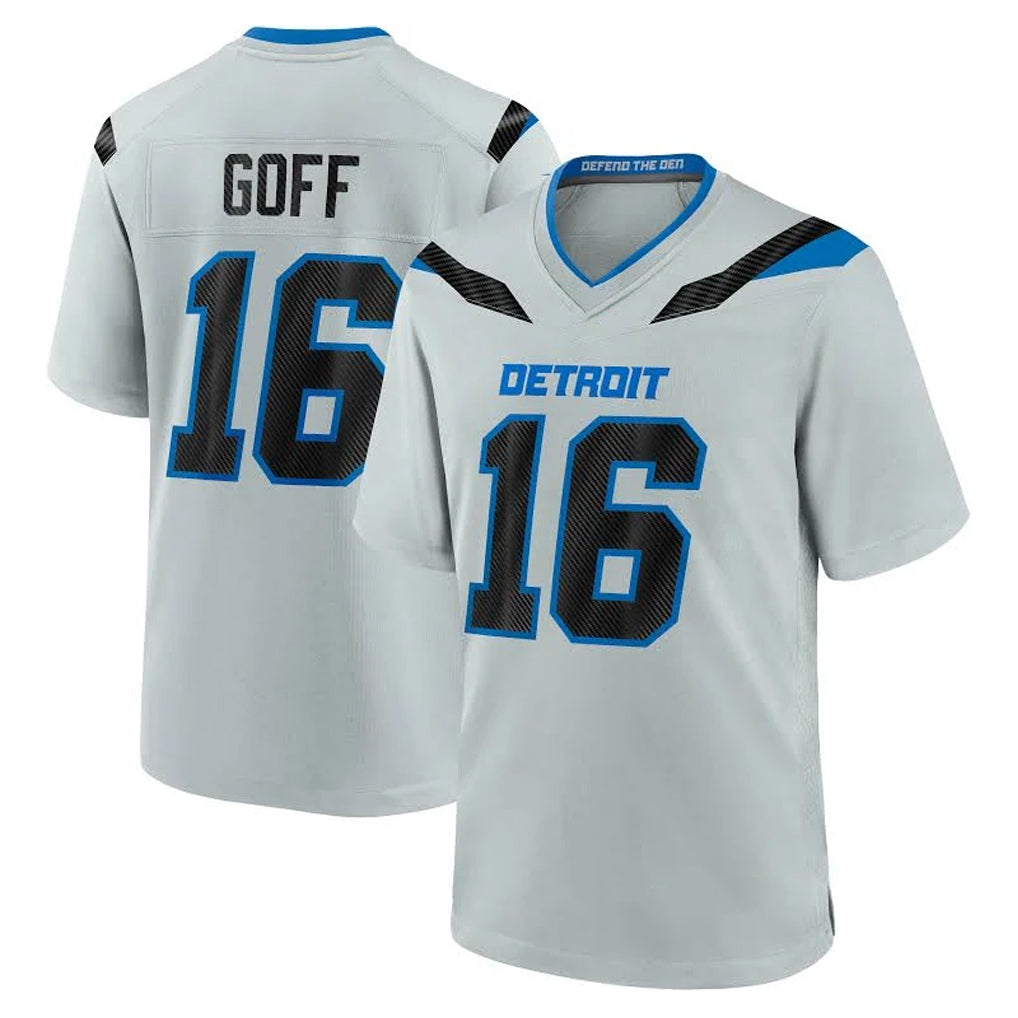 D.Lions #16 Jared Goff Player Silver 2026 Rivalries Collection Home Game Ndoa Stitched Jerseys
