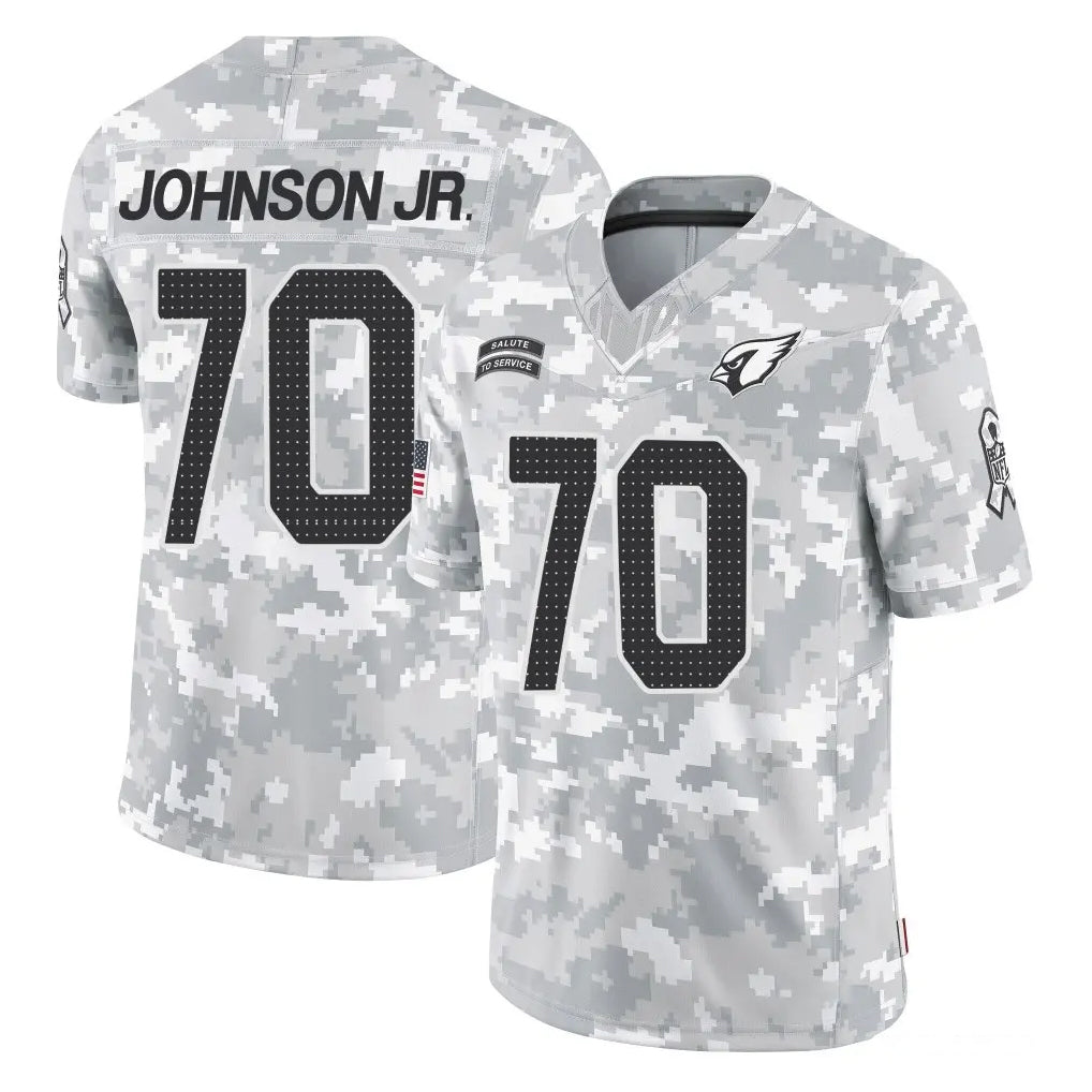 A.Cardinals #70 Paris Johnson Jr. Player Arctic Camo Limited Salute To Service Home Game Ndoa Stitched Jerseys