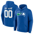 Custom S.Seahawks Royal LOGO Pullover Hoodies Game Any Name & Numbers Ndoa Stitched Jerseys
