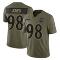 B.Ravens #98 Travis Jones Player Olive Salute To Service Limited Home Game Ndoa Stitched Jerseys