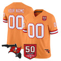 Custom TB.Buccaneers Orange 50th Season Vapor Limited Home Game Any Name & Numbers Ndoa Stitched Jerseys