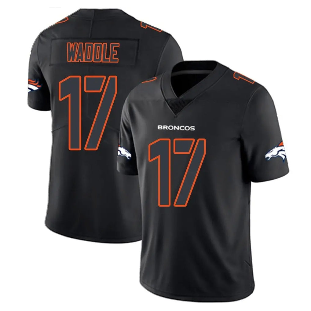 D.Broncos #17 Jaylen Waddle Player Black Impact Limited Game Ndoa Stitched Jerseys