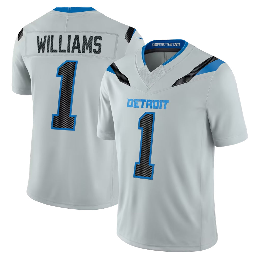 D.Lions #1 Jameson Williams Player Silver Limited 2026 Rivalries Collection Home Game Ndoa Stitched Jerseys