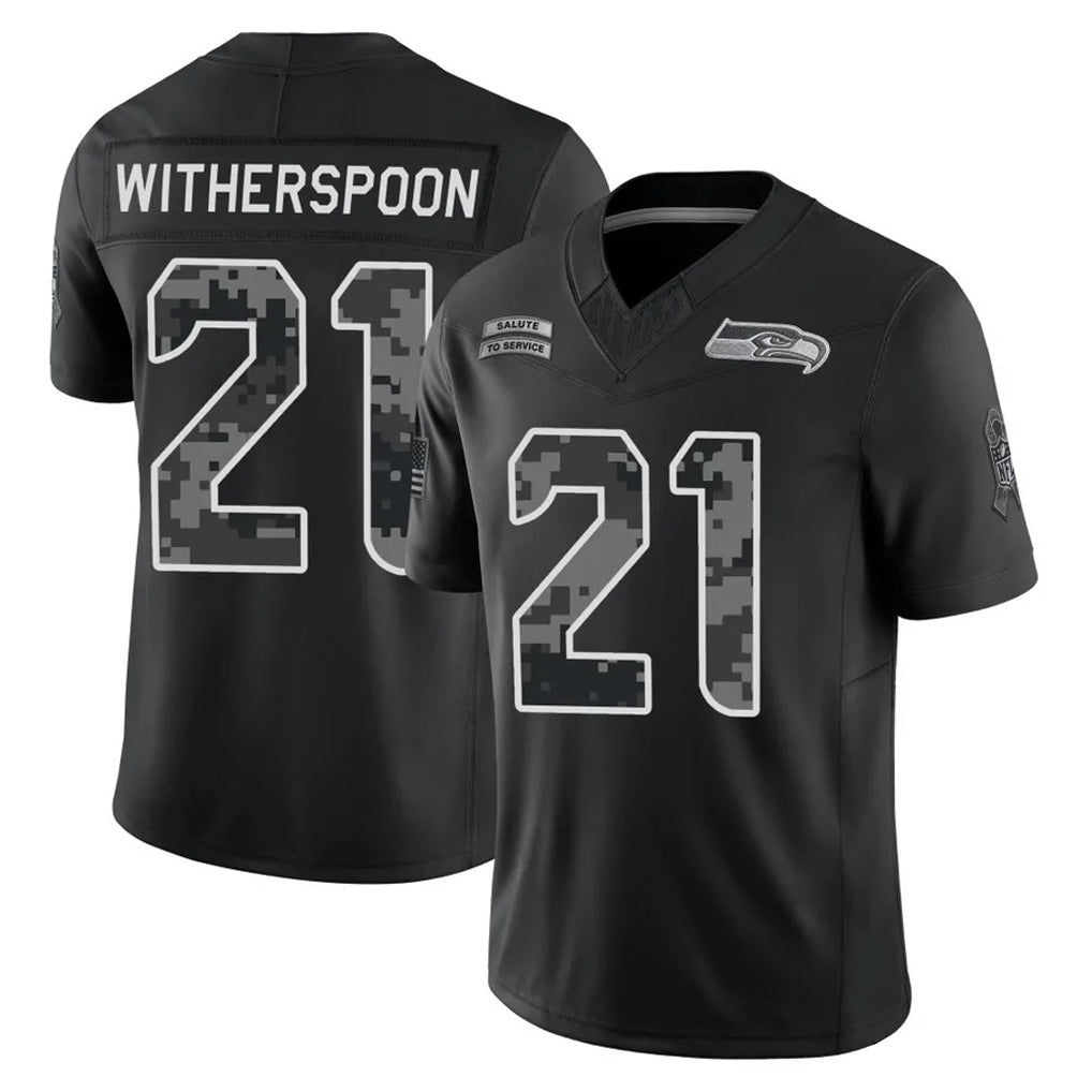 S.Seahawks #21 Devon Witherspoon Player Black Limited 2026 Salute to Service Home Game Ndoa Stitched Jerseys