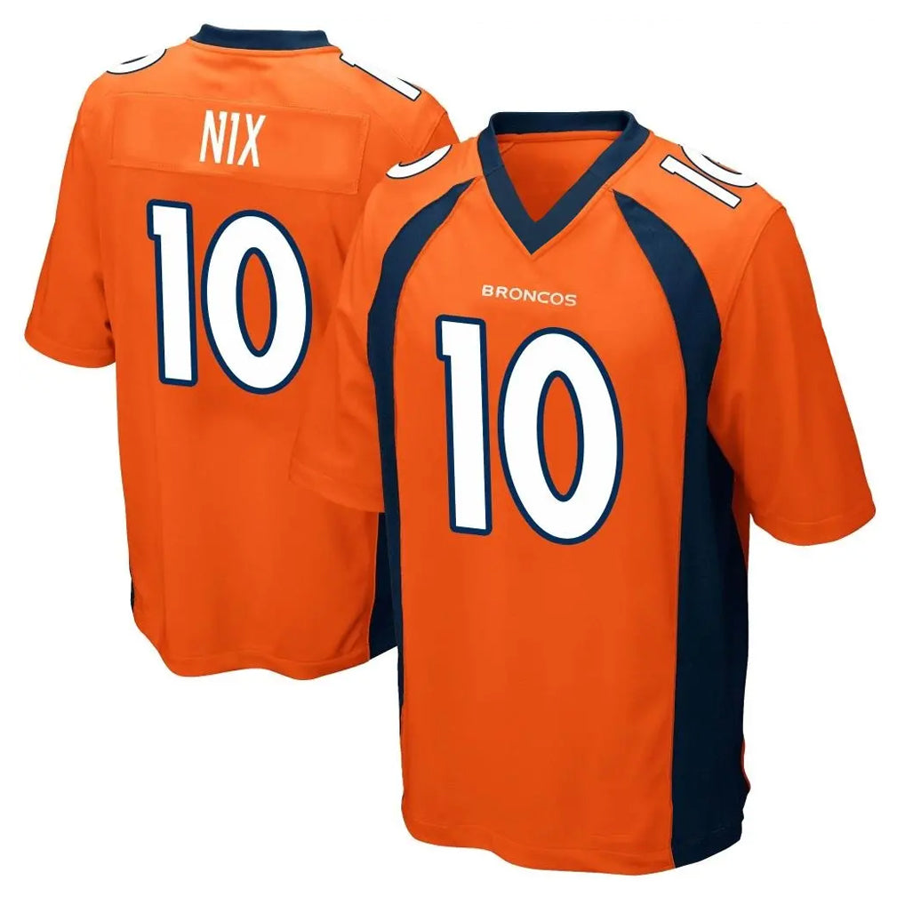 D.Broncos #10 Bo Nix Player Orange Color Home Game Ndoa Stitched Jerseys