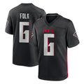 A.Falcons #6 Nick Folk Player Black Home Game Ndoa Stitched Jerseys