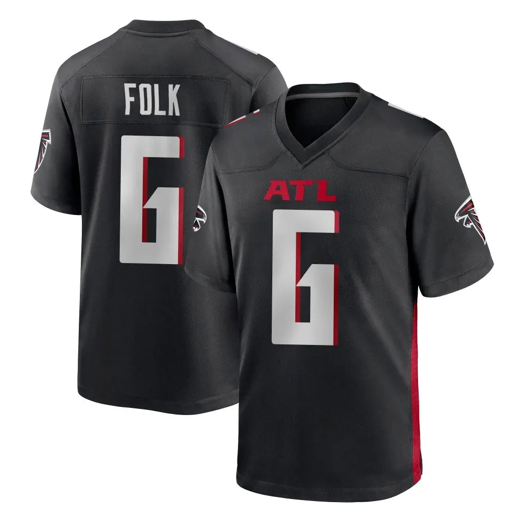 A.Falcons #6 Nick Folk Player Black Home Game Ndoa Stitched Jerseys
