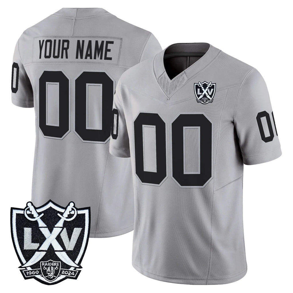 Custom LV.Raiders Gray 2026 Vapor Limited Home Game Any Name & Numbers Ndoa Stitched Jerseys