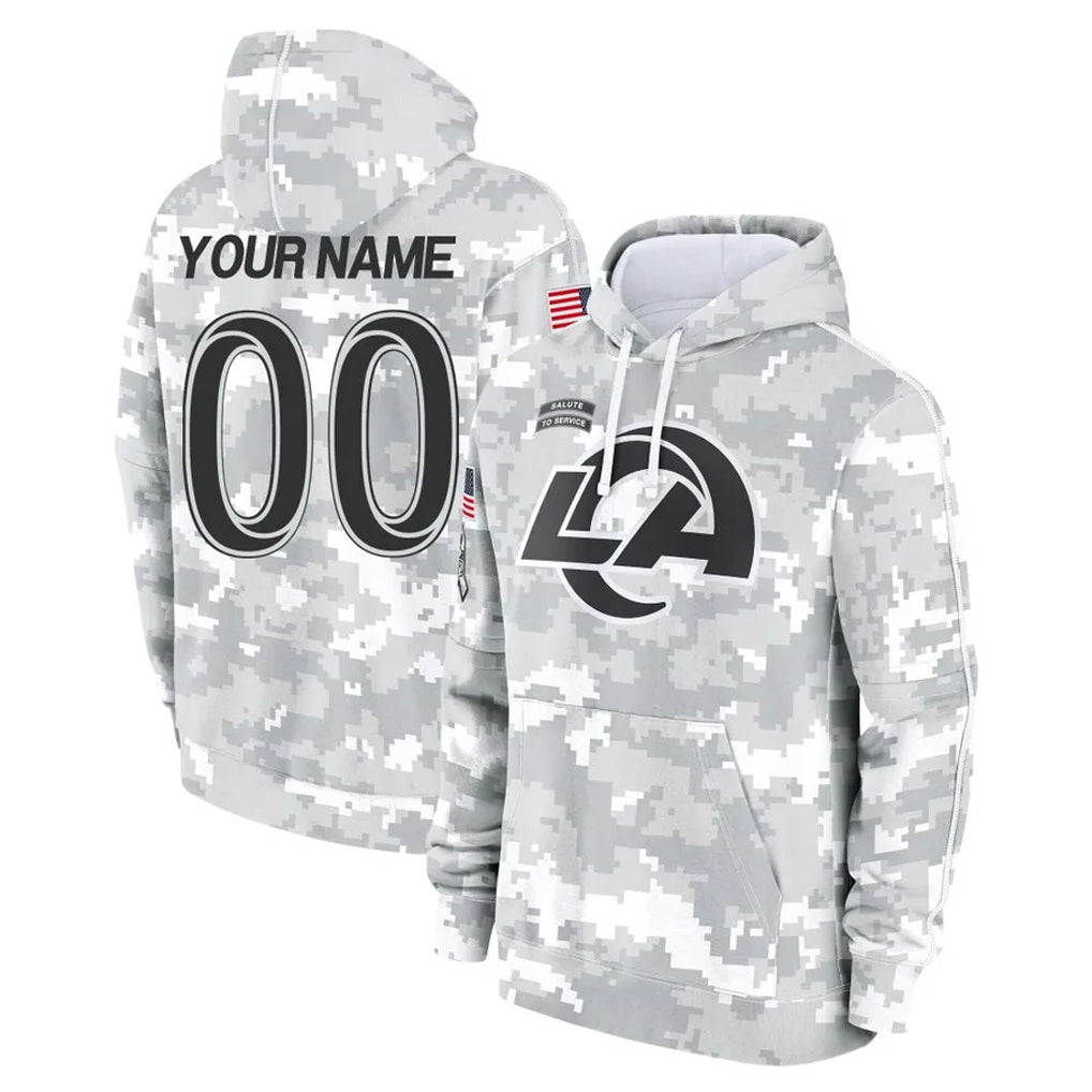 Custom LA.Rams Arctic Camo Salute to Service Hoodies Limited Game Any Name & Numbers Ndoa Stitched Jerseys