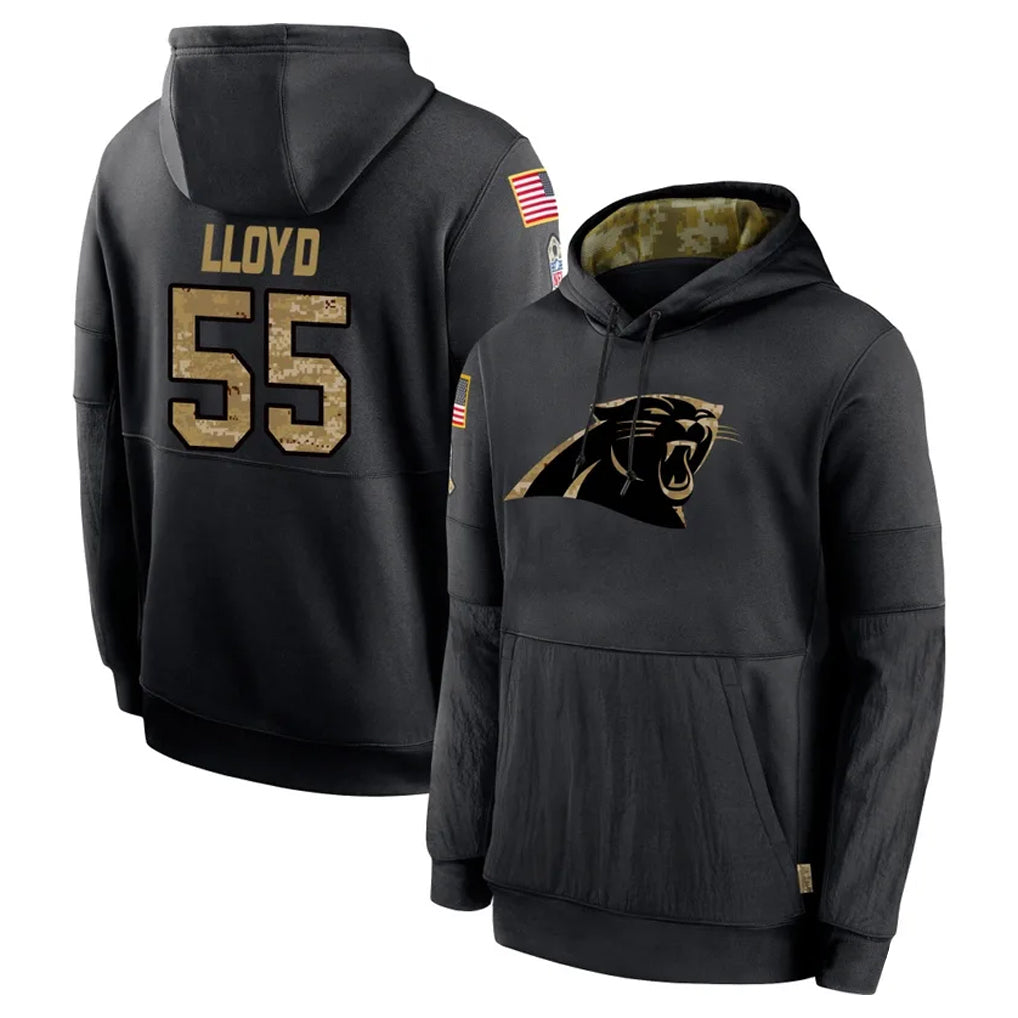 C.Panthers #55 Devin Lloyd Player Black Salute to Service Pullover Hoodies Limited Game Ndoa Stitched Jerseys