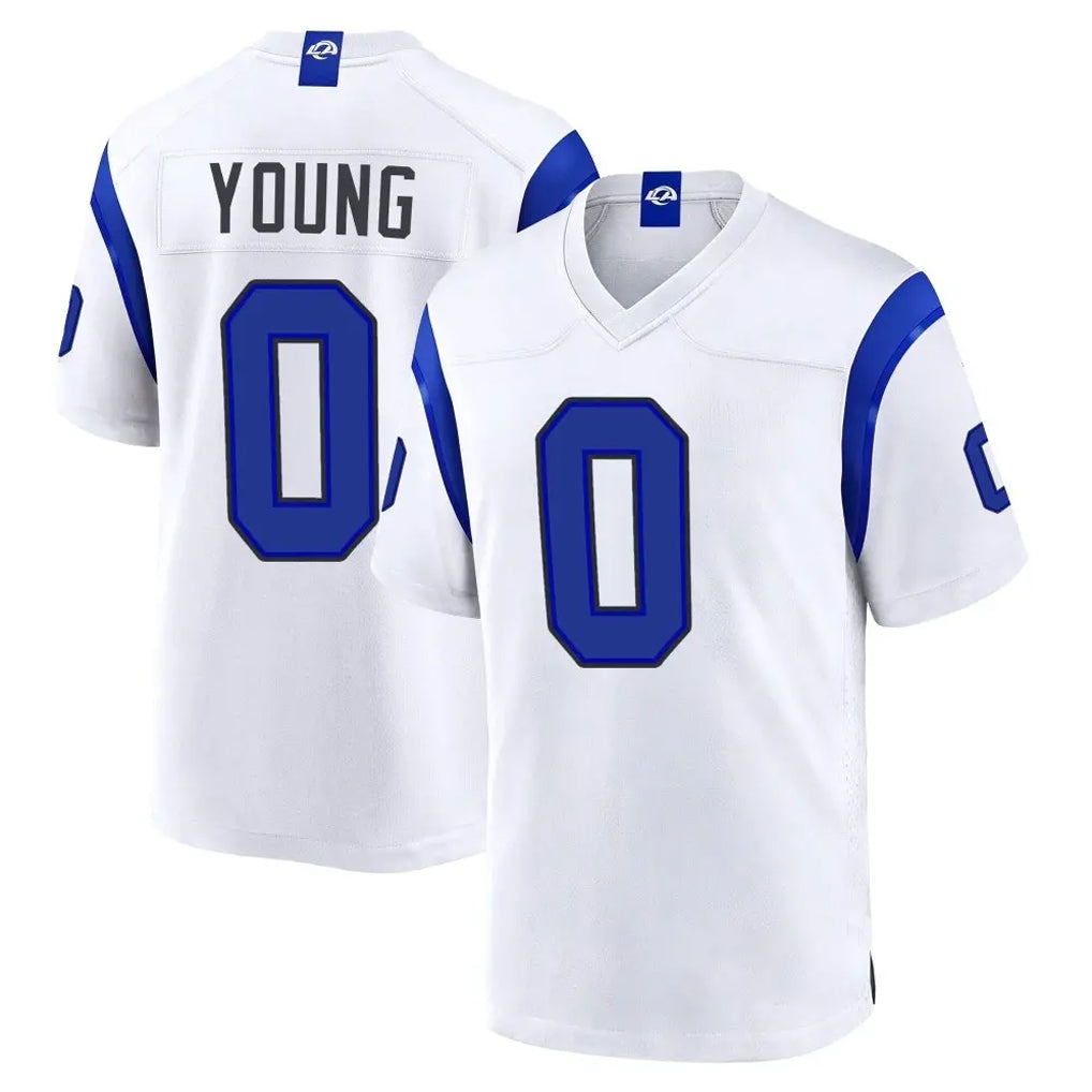 LA.Rams #0 Byron Young Player White Fearsome Home Game Ndoa Stitched Jerseys
