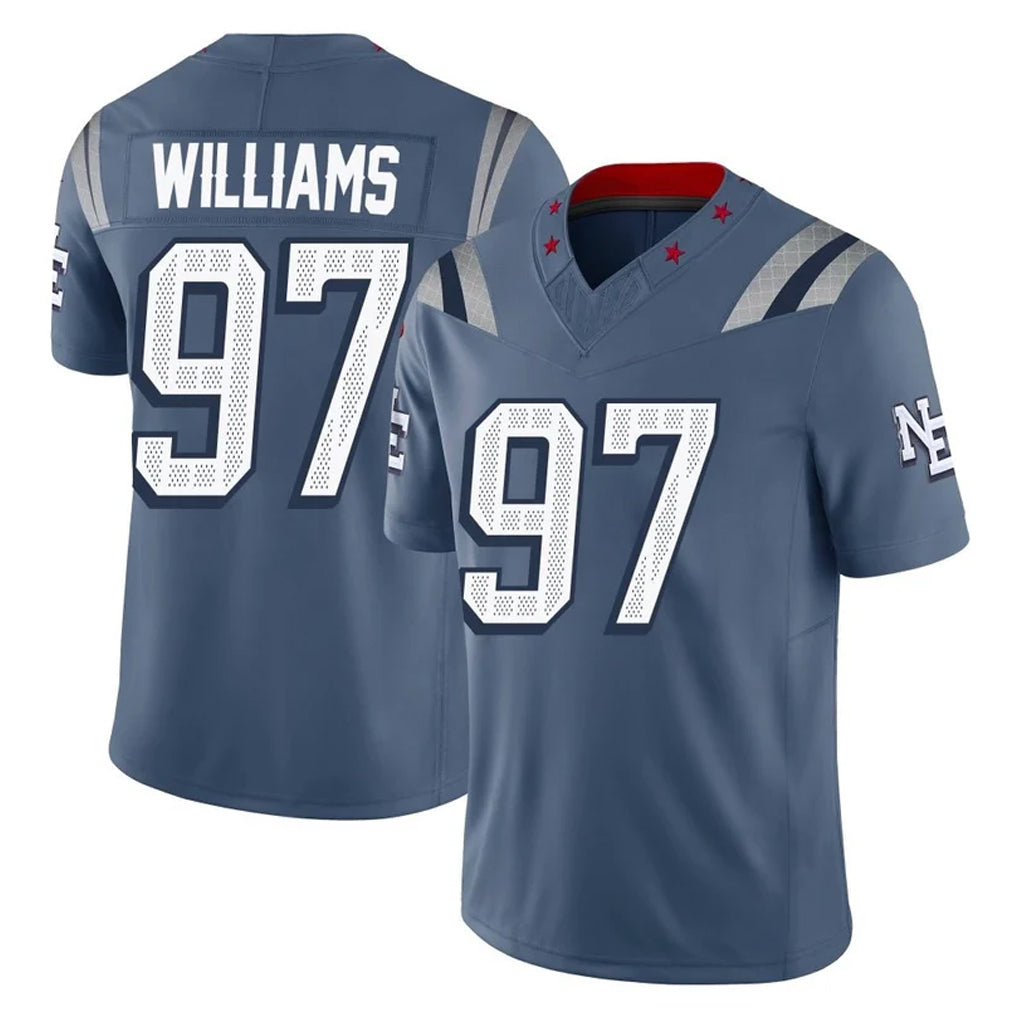 NE.Patriots #97 Milton Williams Player Blue Limited Rivalries Collection Home Game Ndoa Stitched Jerseys