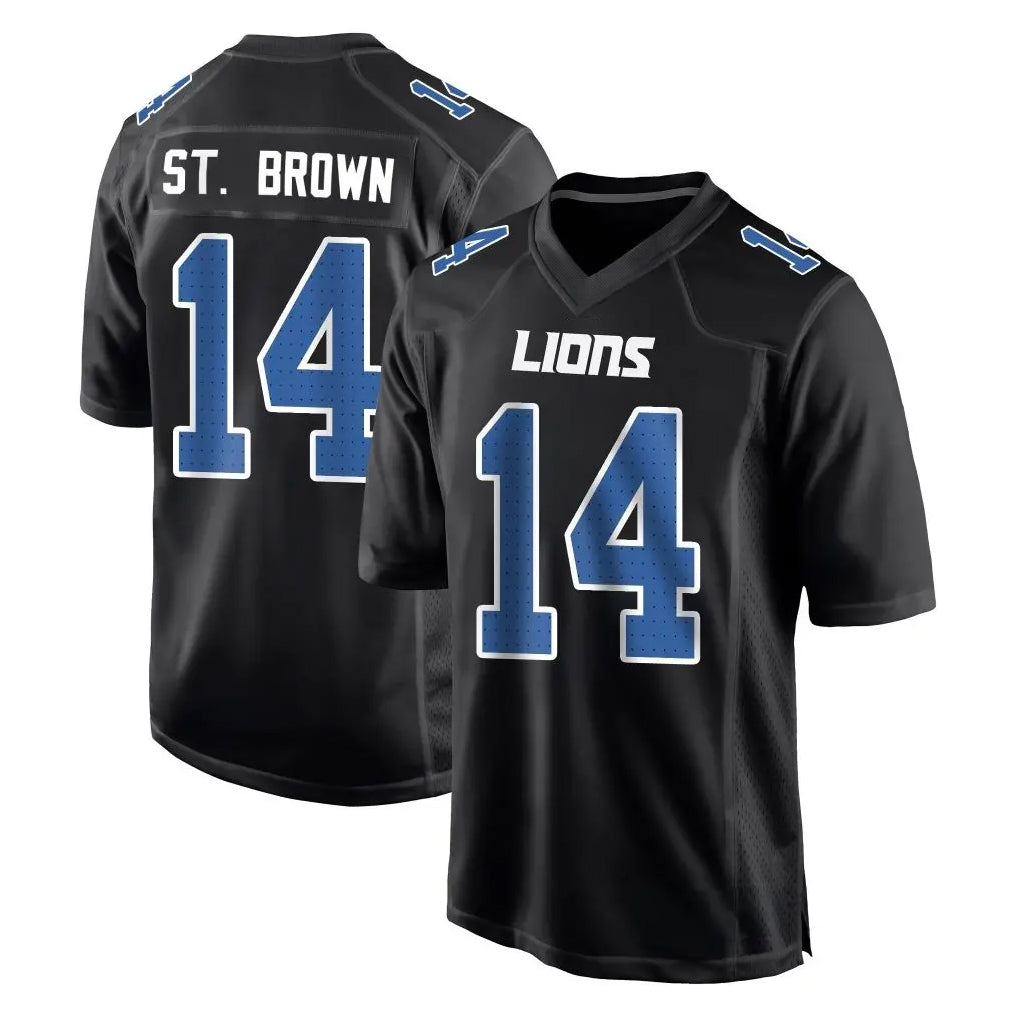 D.Lions #14 Amon-Ra St. Brown Player Black Fashion Home Game Ndoa Stitched Jerseys