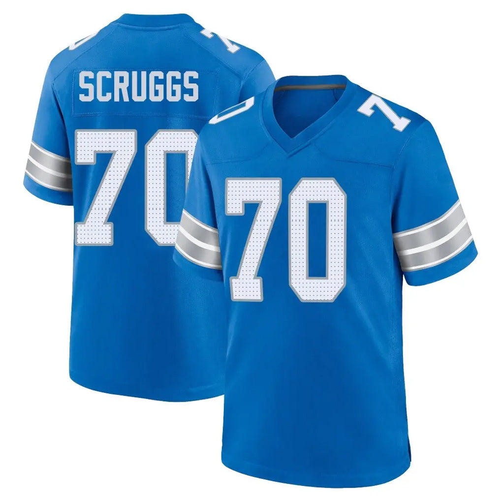 D.Lions #70 Juice Scruggs Player Blue Alternate Home Game Ndoa Stitched Jerseys