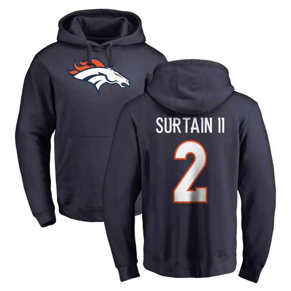 D.Broncos #2 Pat Surtain II Player Navy Pullover Hoodie Limited Ndoa Stitched Jerseys