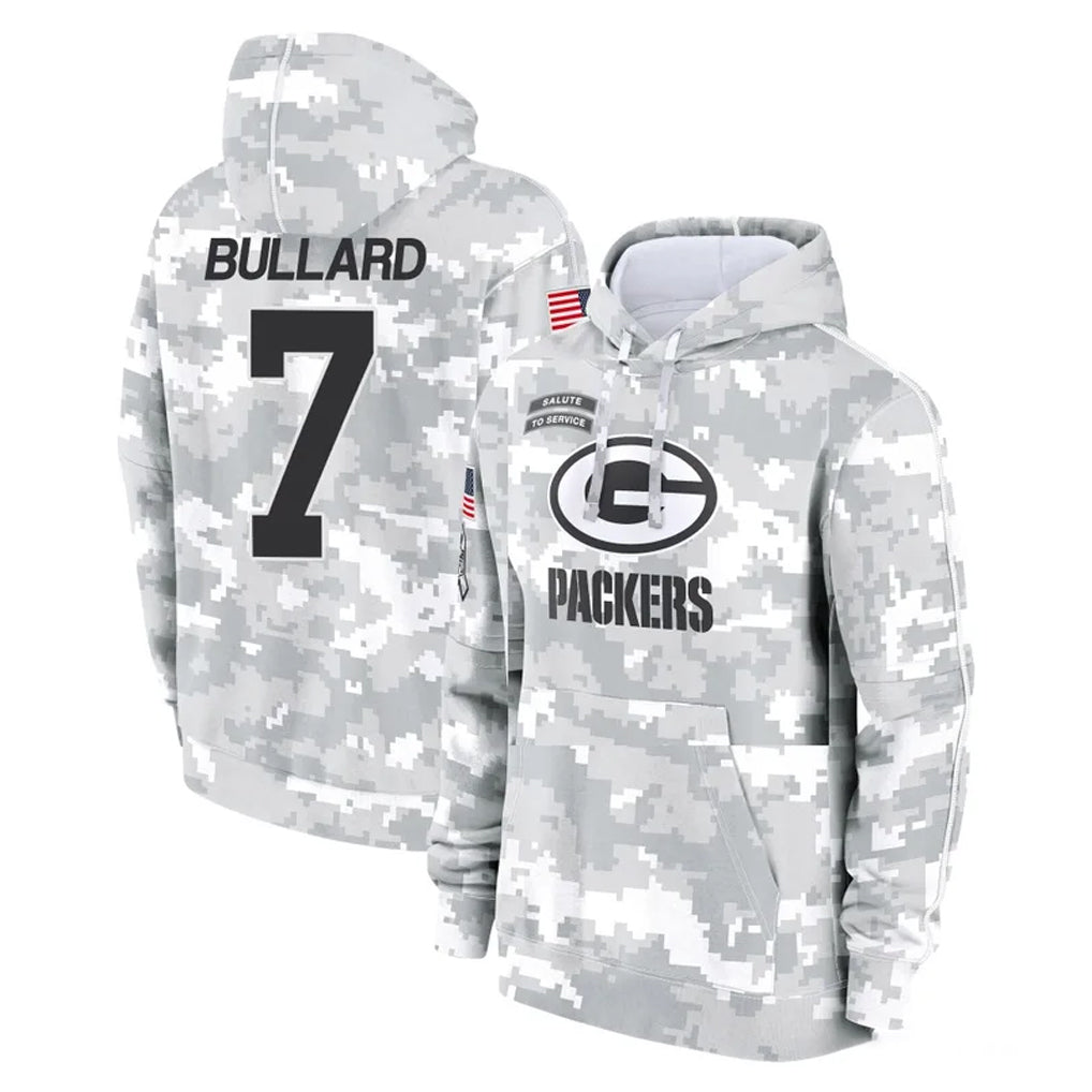 GB.Packers #7 Javon Bullard Player Arctic Camo Salute to Service Hoodies Limited Game Ndoa Stitched Jerseys