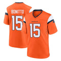 D.Broncos #15 Nik Bonitto Player Orange Home Game Ndoa Stitched Jerseys